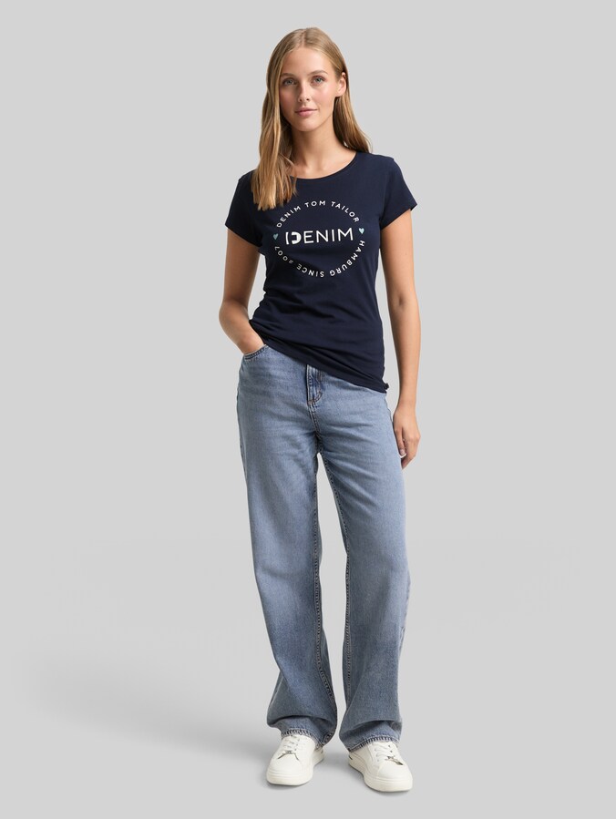 Print T-Shirt im 2er-Pack von Denim Female, sky captain blue