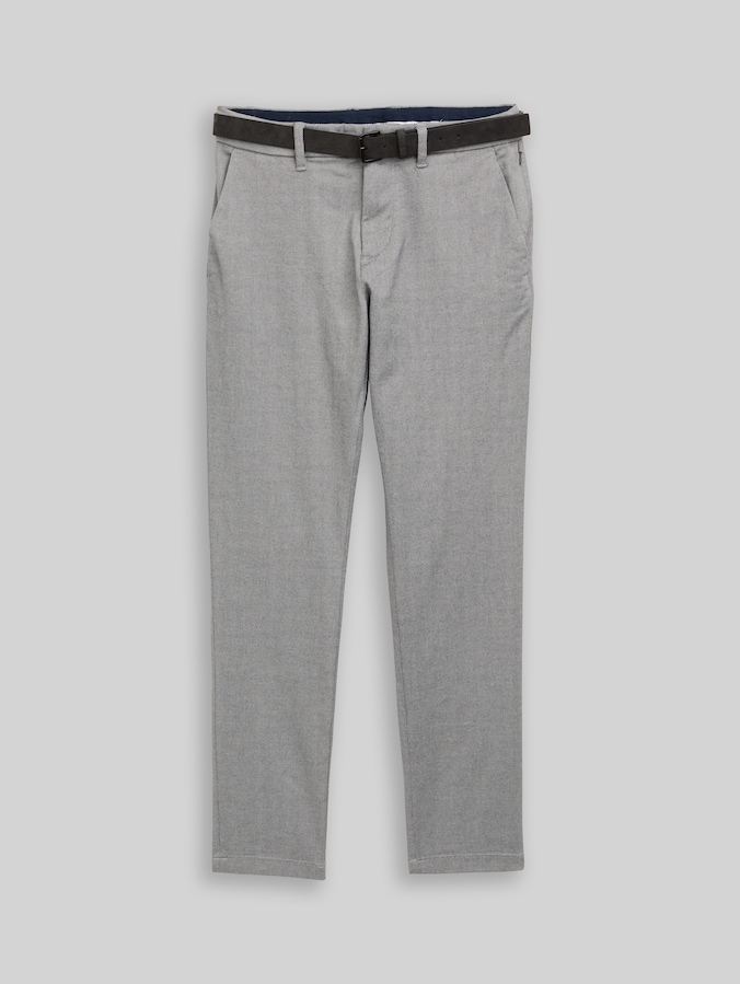 TTTRAVIS SLIM Chino Hose mit Gürtel von Men, white navy zig zag structure