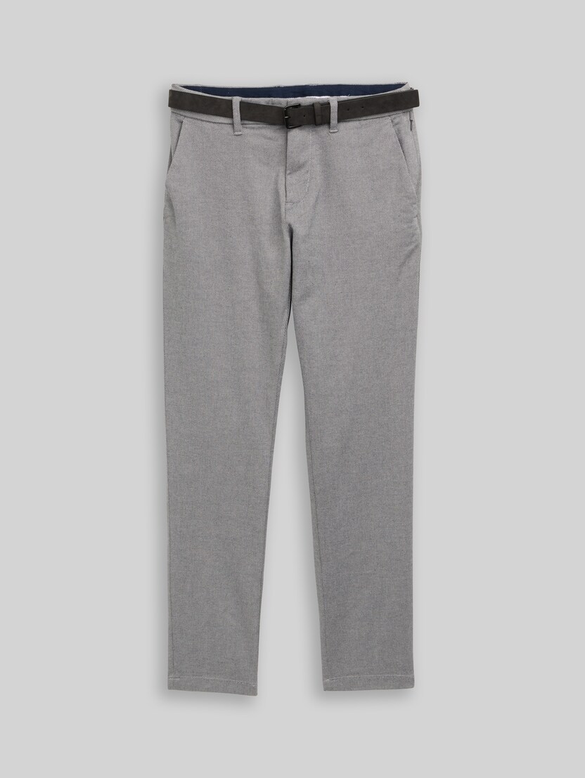 TTTRAVIS SLIM chino trousers with belt by Men, white navy zig zag structure