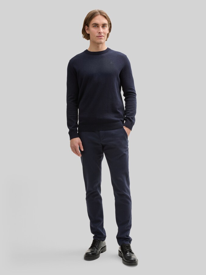 TTTRAVIS SLIM chino met riem door Men, navy zig zag structure