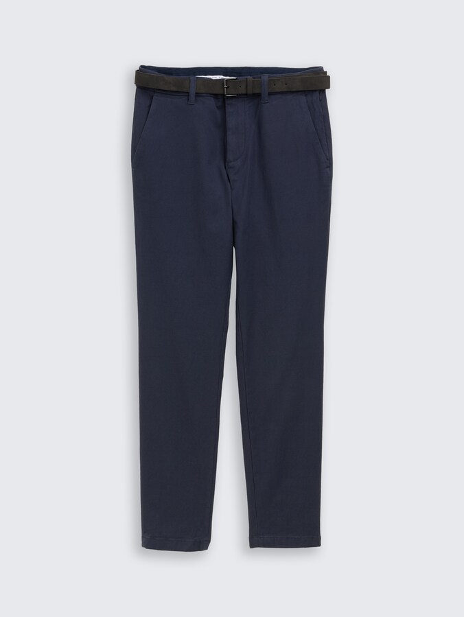 TTTRAVIS SLIM chino met riem door Men, navy zig zag structure