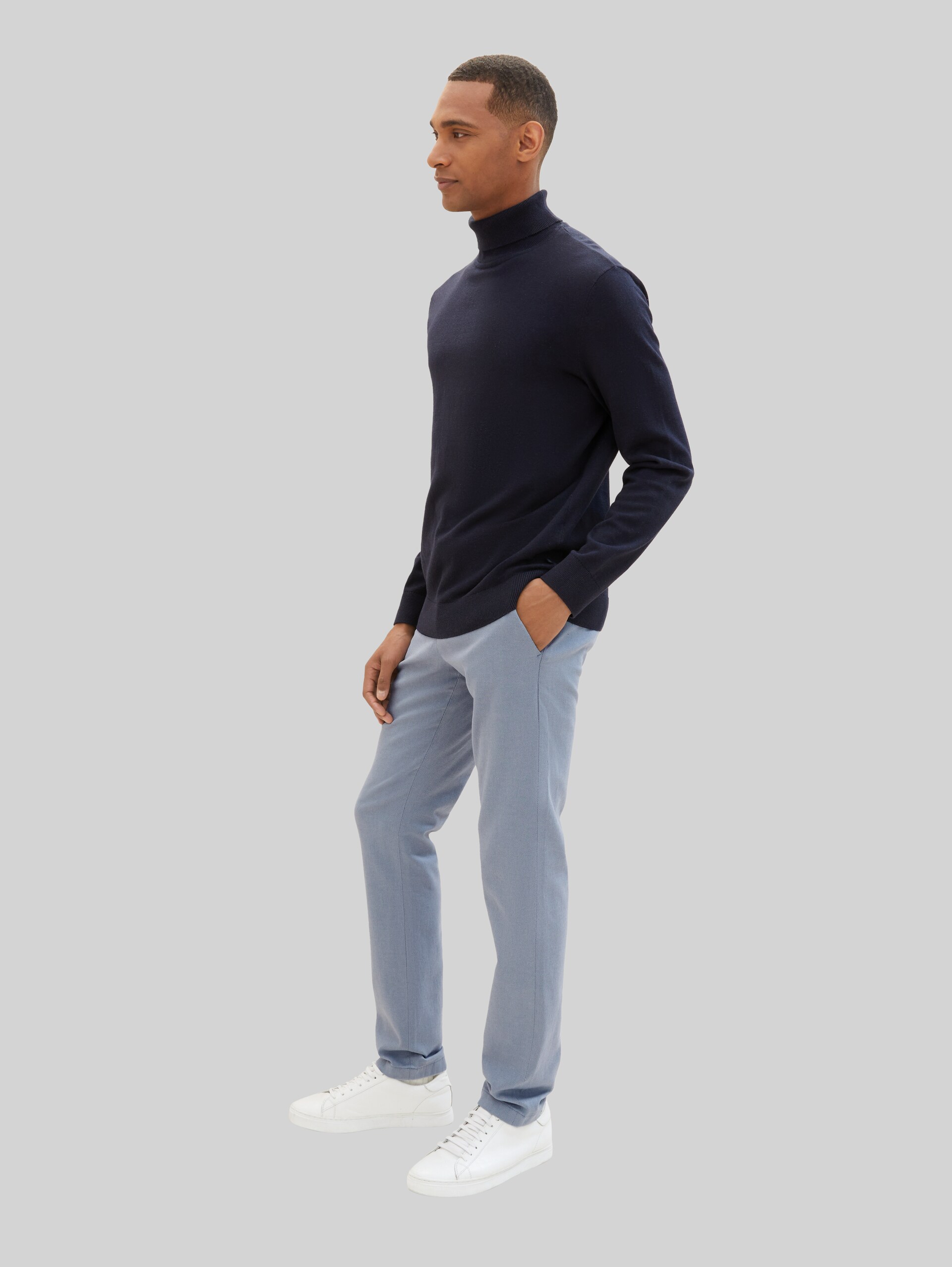 TTTRAVIS SLIM chino met riem - light blue zig zag structure