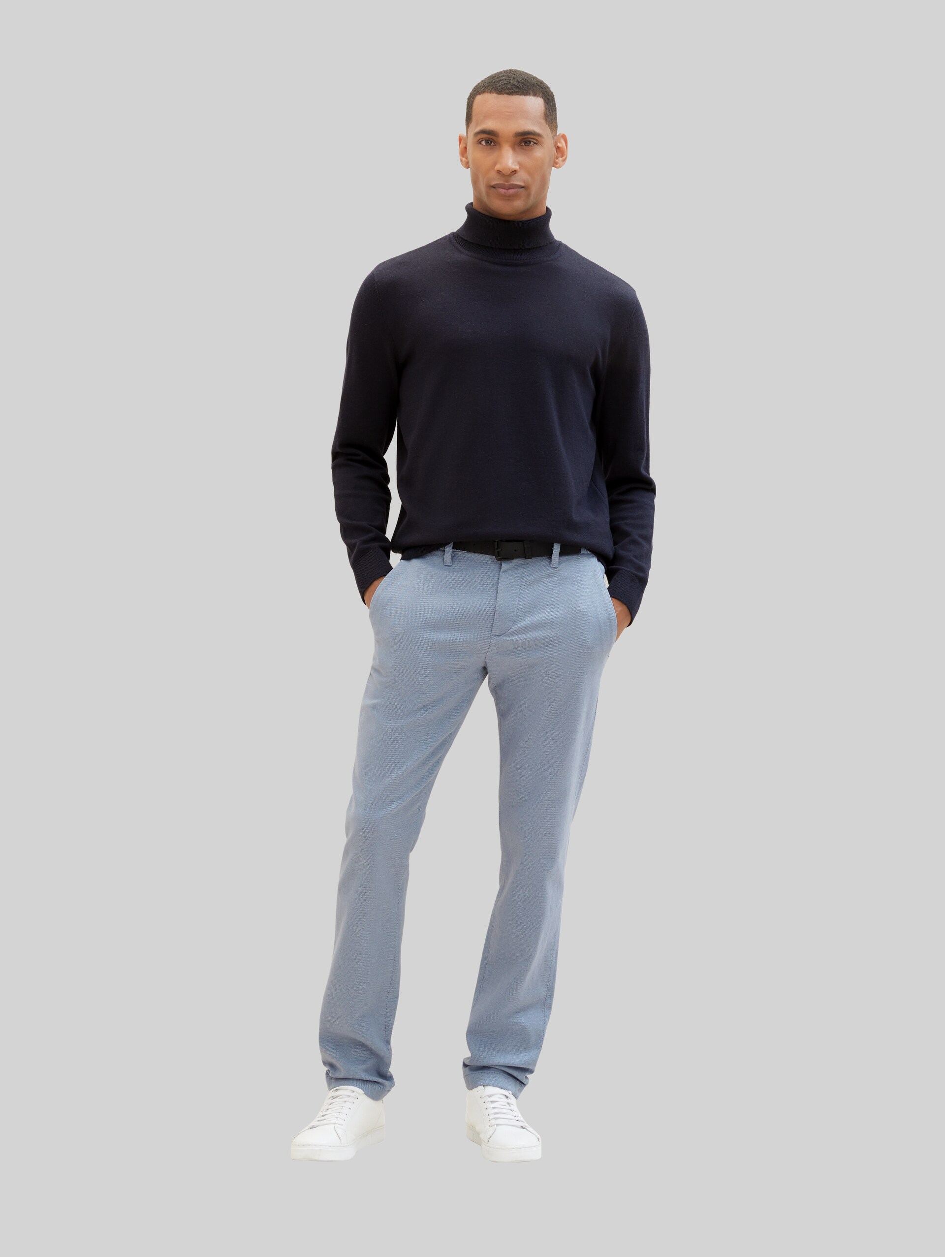 TTTRAVIS SLIM chino met riem - light blue zig zag structure