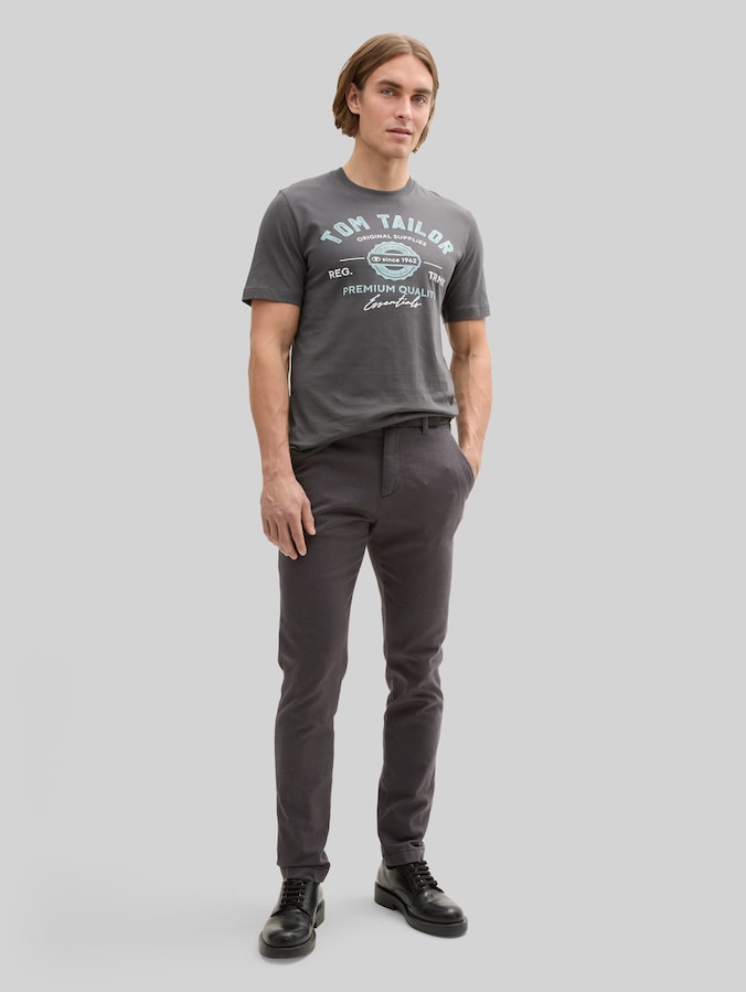 TTTRAVIS SLIM chino met riem door Men, grey black zig zag structure