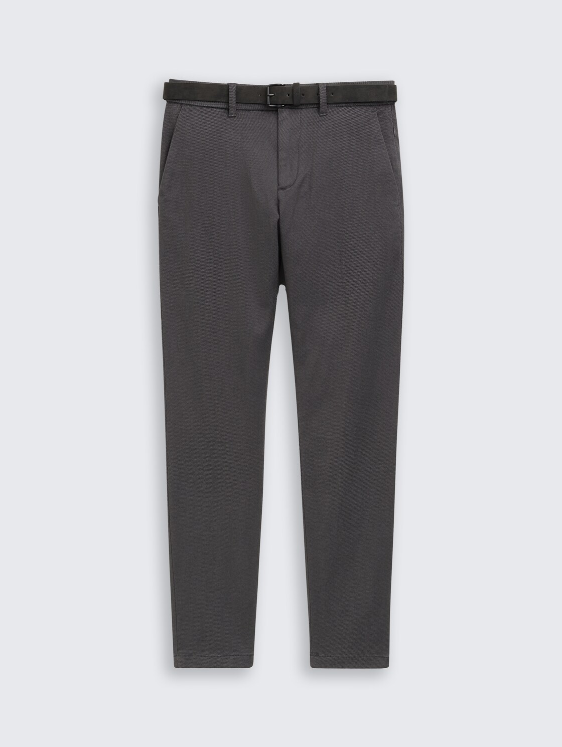 TTTRAVIS SLIM Chino Hose mit Gürtel - grey black zig zag structure - Vorder-Produkt-Ansicht