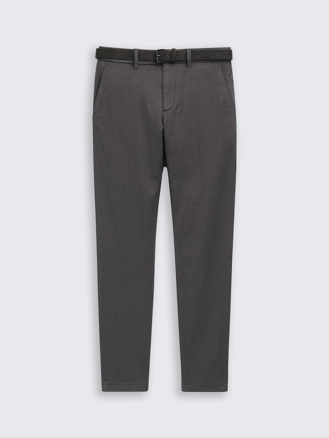 TTTRAVIS SLIM chino met riem door Men, grey black zig zag structure