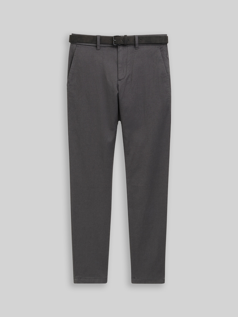 TTTRAVIS SLIM chino trousers with belt by Men, grey black zig zag structure