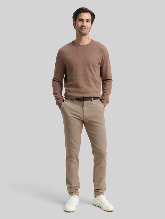 TTTRAVIS SLIM Chino Hose mit Gürtel von Men, beige brown zig zag structure