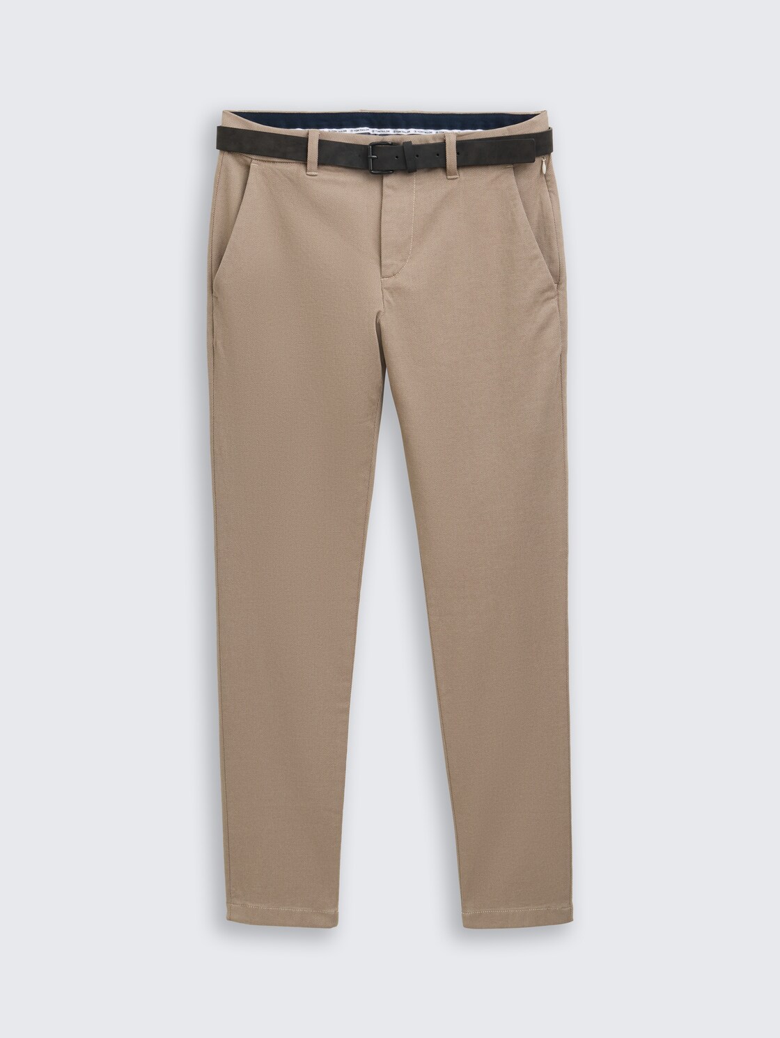 TTTRAVIS SLIM Chino Hose mit Gürtel - beige brown zig zag structure - Vorder-Produkt-Ansicht