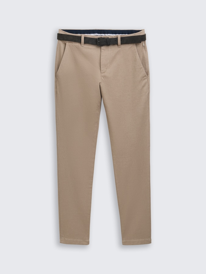 TTTRAVIS SLIM Chino Hose mit Gürtel von Men, beige brown zig zag structure