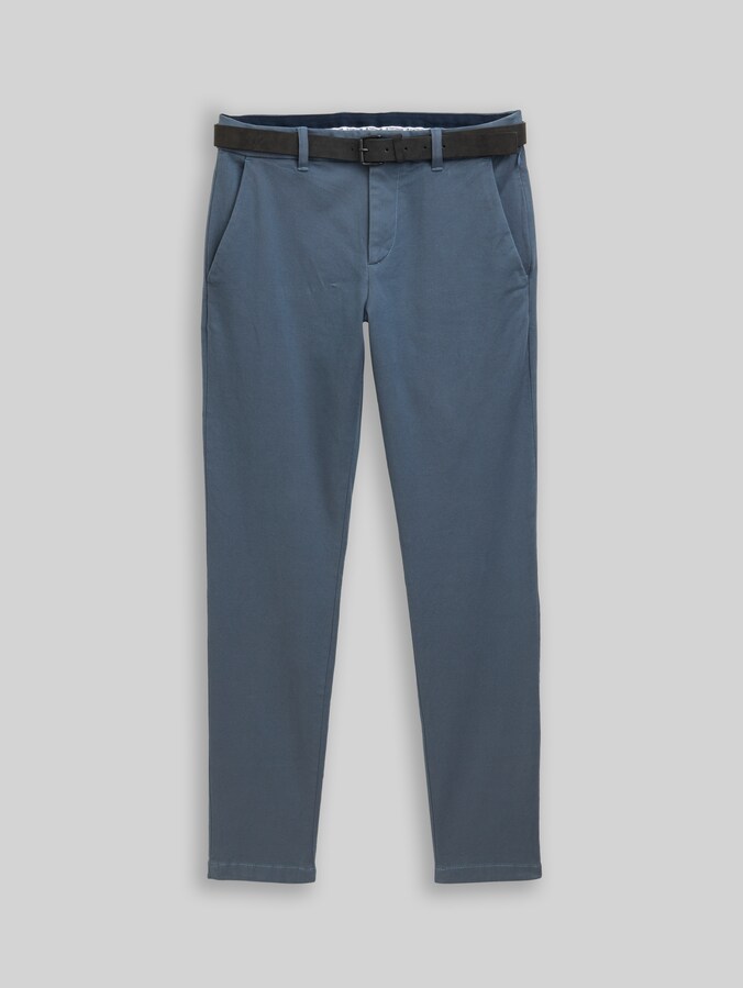 TTTRAVIS SLIM Chino Hose mit Gürtel von Men, teal grey zig zag structure
