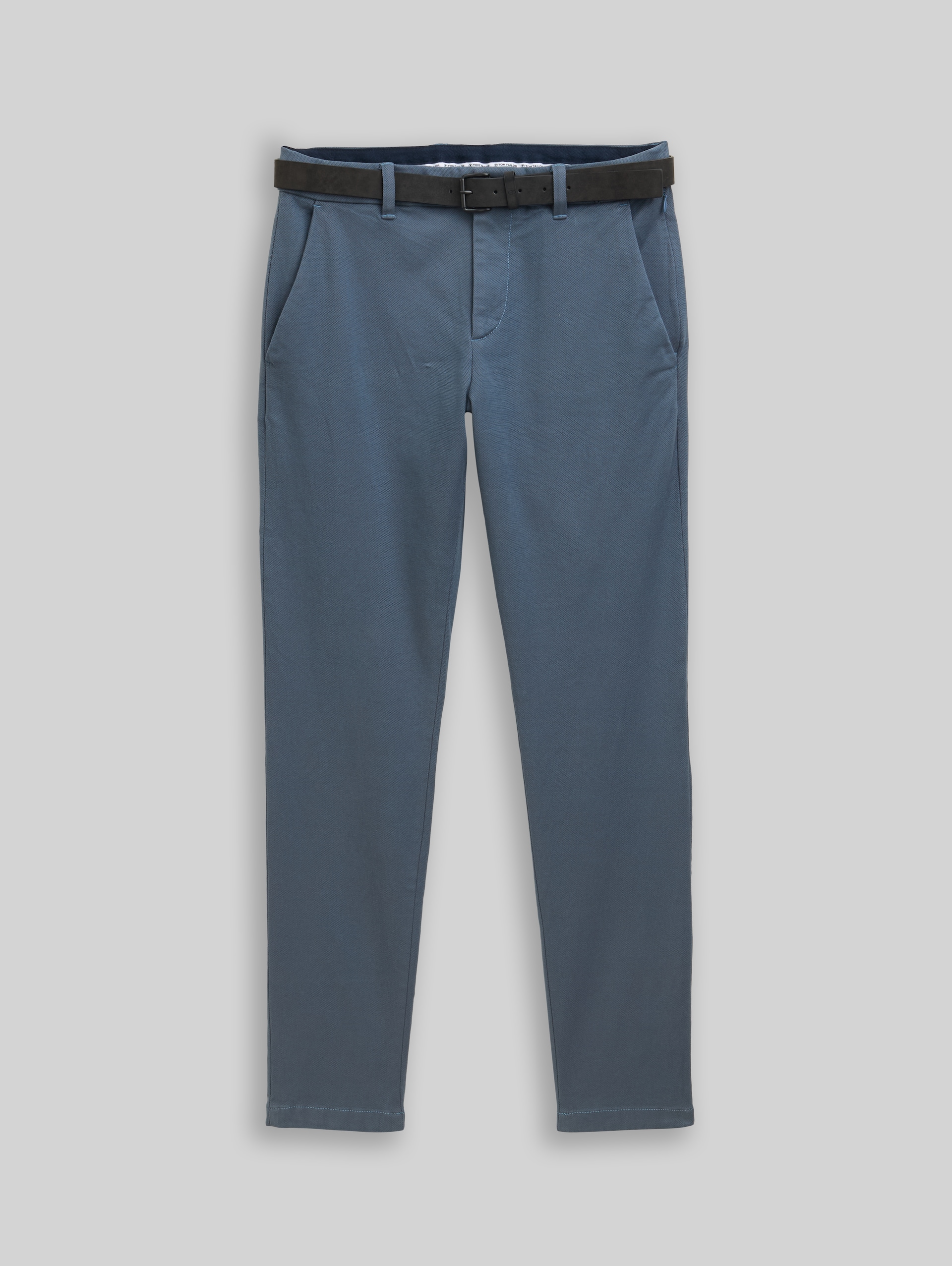 TTTRAVIS SLIM Chino Hose mit Gürtel - teal grey zig zag structure - Vorder-Produkt-Ansicht