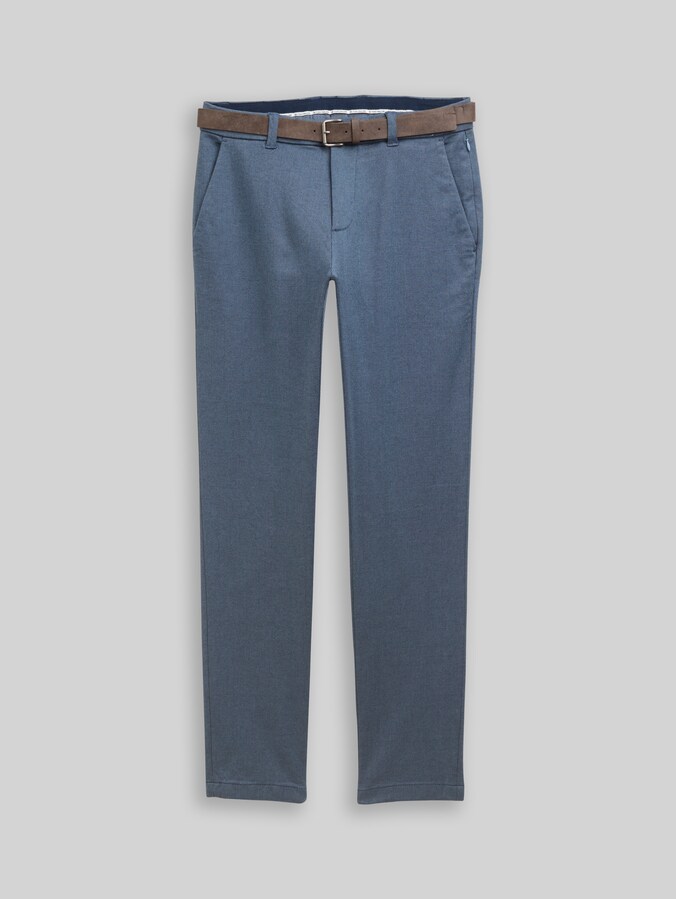 TTTRAVIS SLIM chino trousers with belt by Men, blue navy zig zag structure