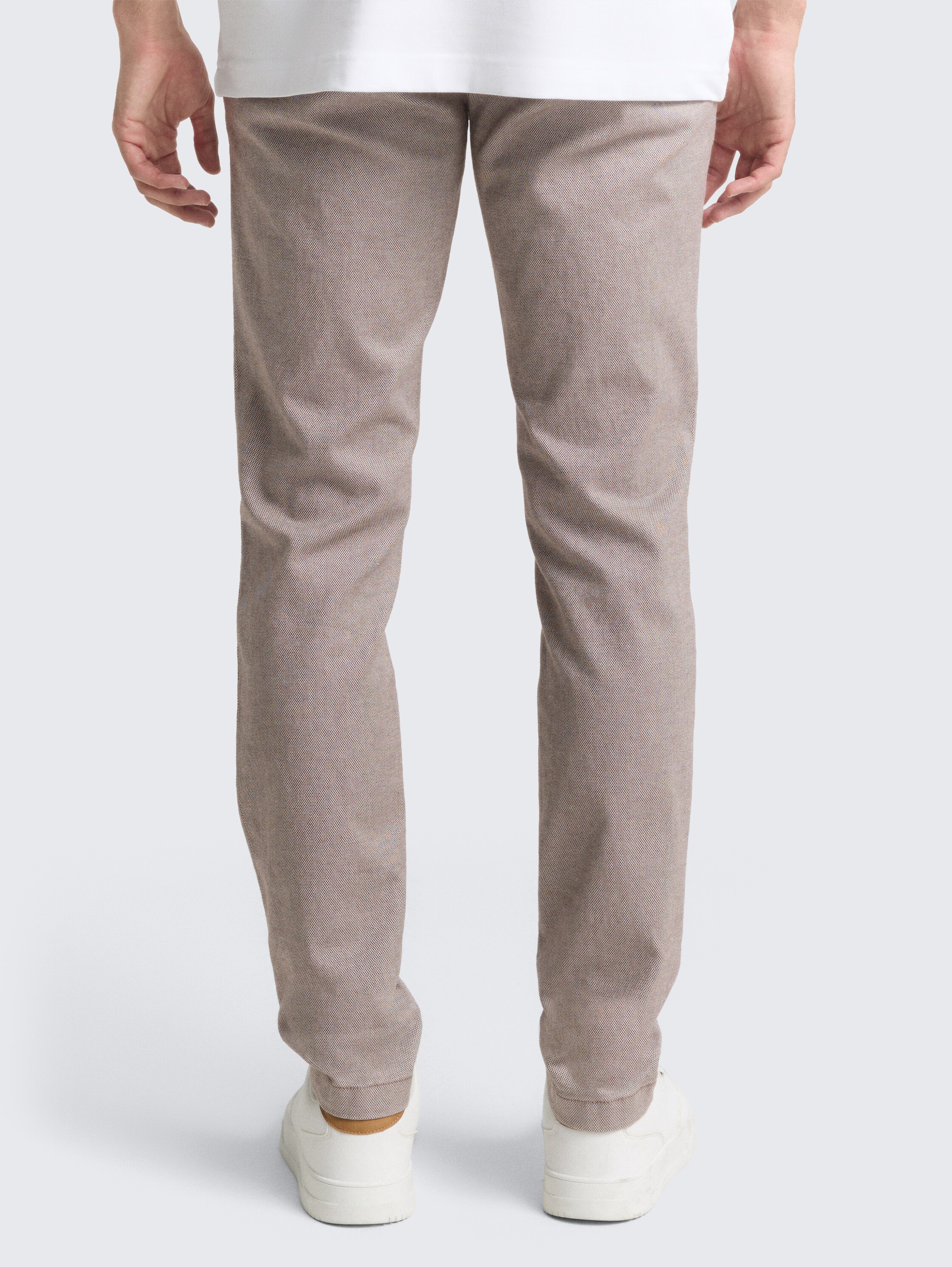 TTTRAVIS SLIM chino broek met riem - white_brown_zig_zag_structure - 