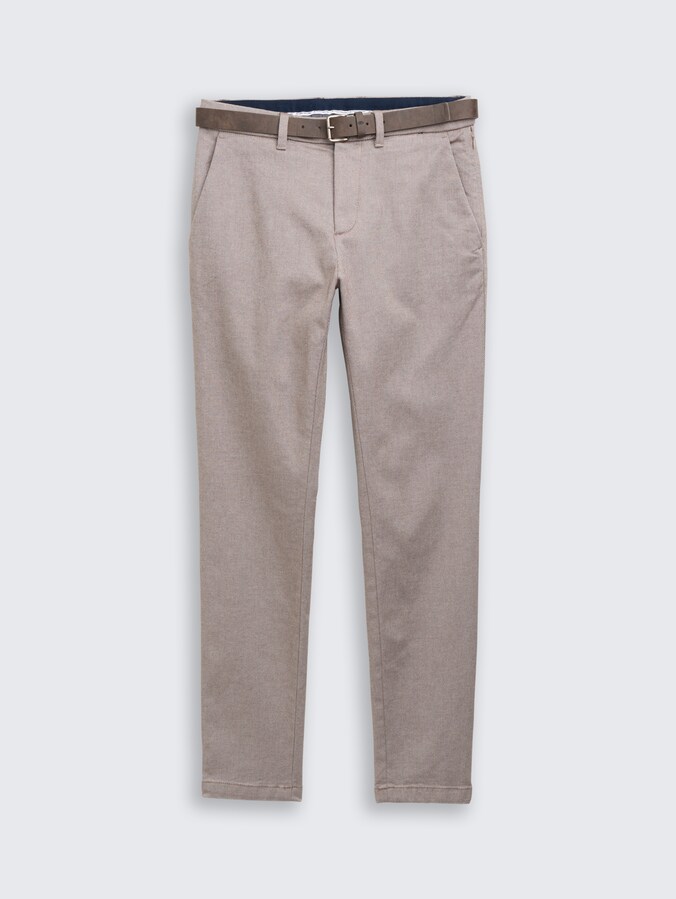 TTTRAVIS SLIM Chino Hose mit Gürtel von Men, white brown zig zag structure
