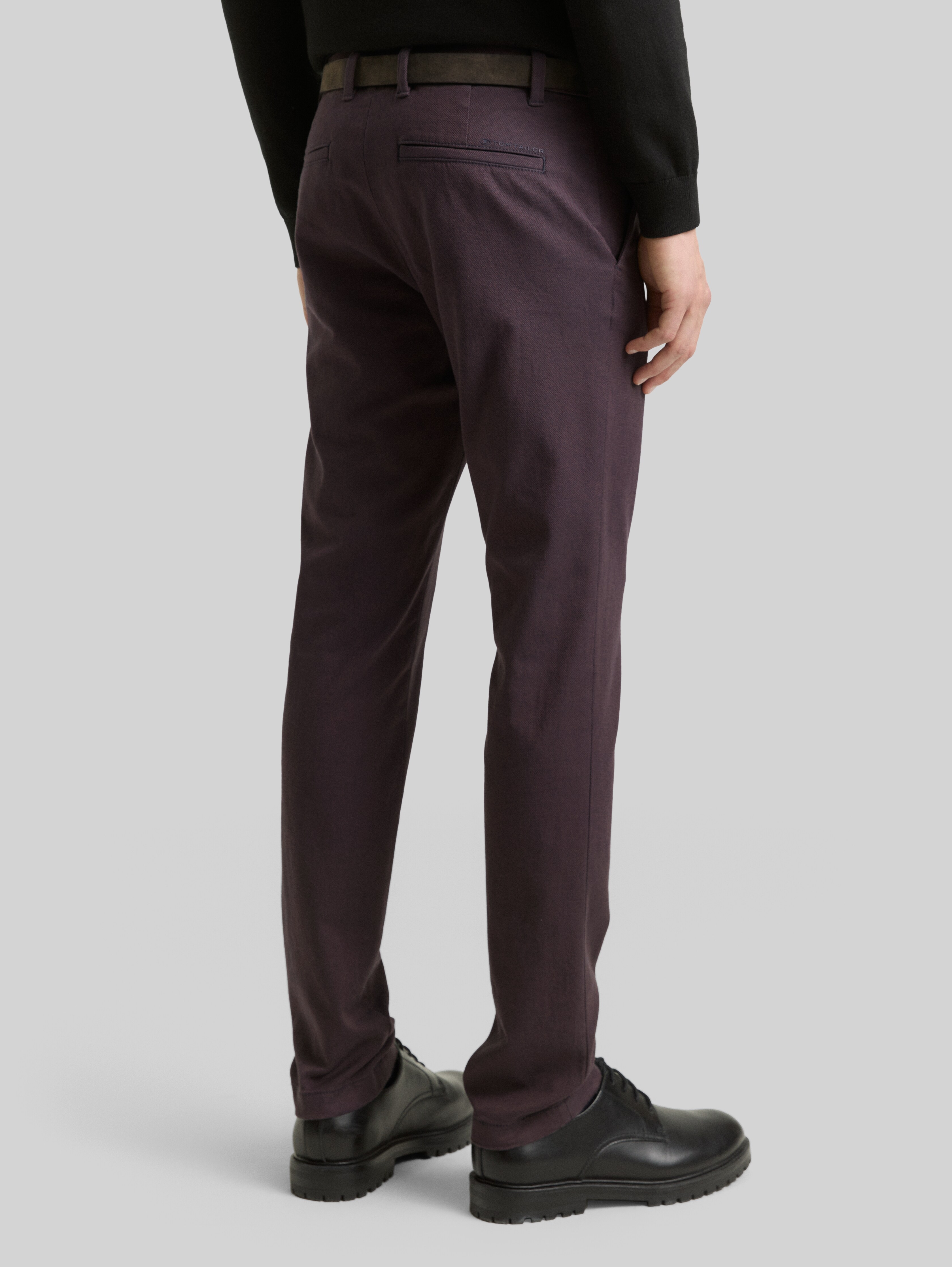 TTTRAVIS SLIM chinos with belt in brown by Tom Tailor