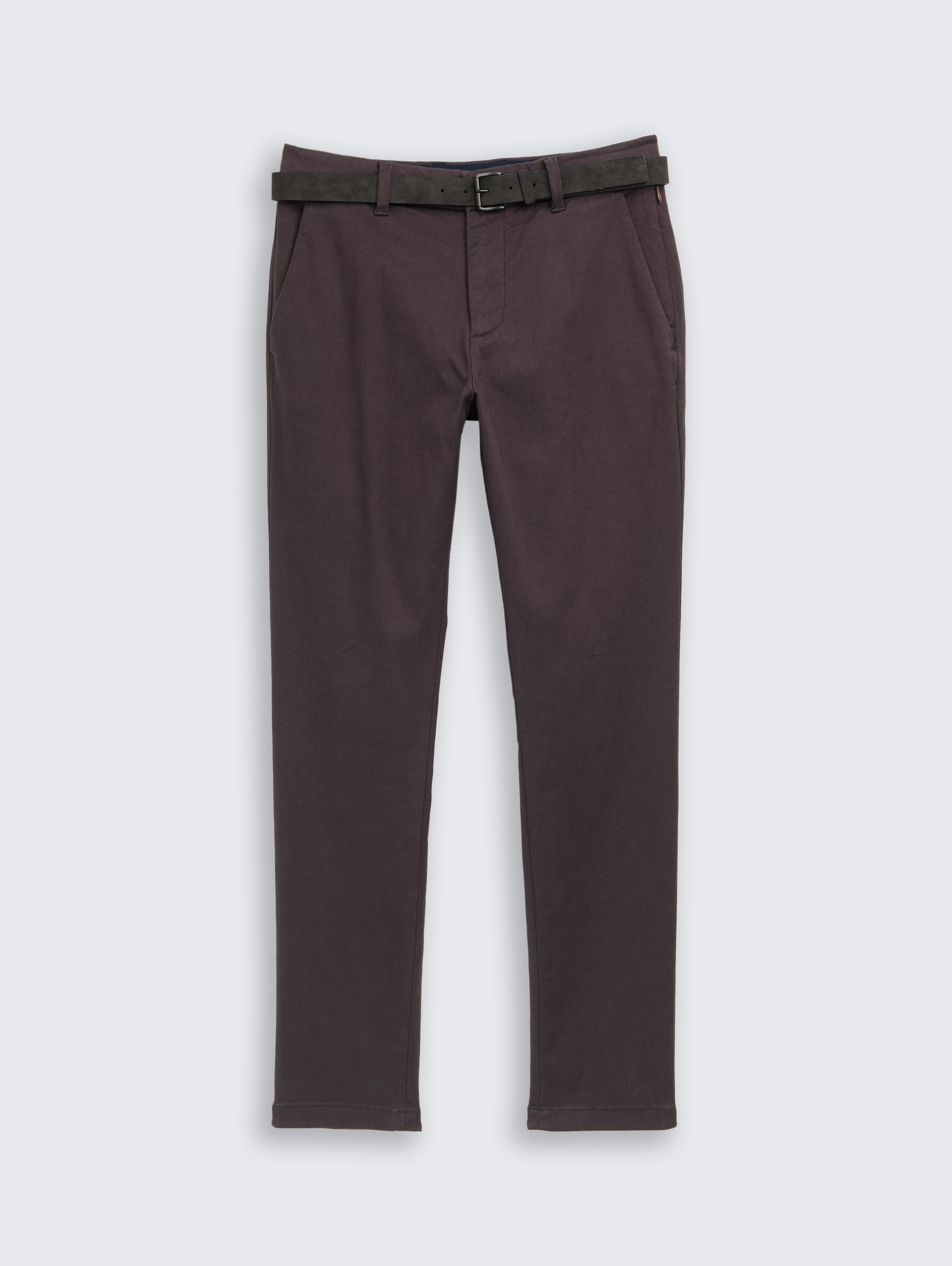 TTTRAVIS SLIM Chino Hose mit Gürtel - brown navy zig zag structure - Vorder-Produkt-Ansicht