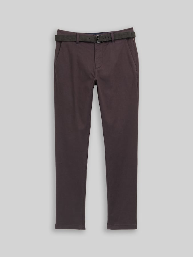 TTTRAVIS SLIM chino met riem door Men, brown navy zig zag structure