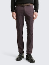 TTTRAVIS SLIM Chino Hose mit Gürtel - brown navy zig zag structure - Ausschnitt Model-Vorderansicht