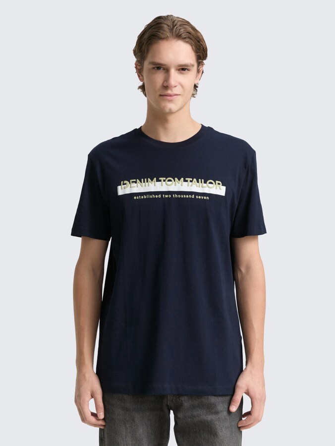 T-shirt with logo print by Denim Male, sky captain blue