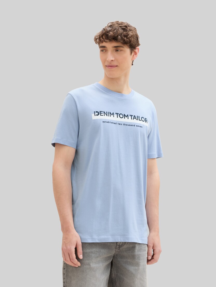 T-shirt met logo-print door Denim Male, Brunnera Blue