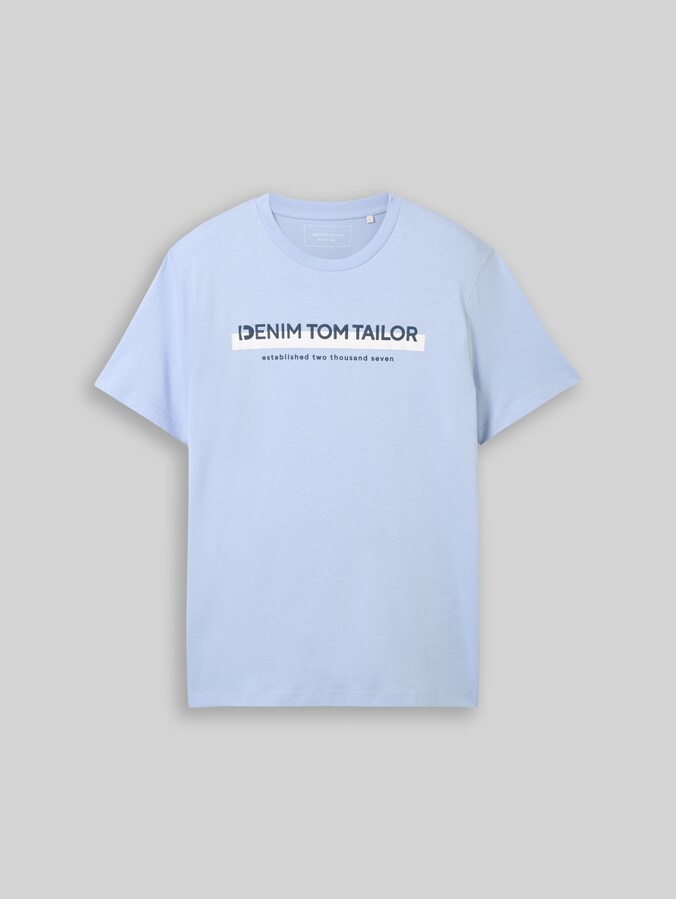 T-shirt with logo print by Denim Male, Brunnera Blue