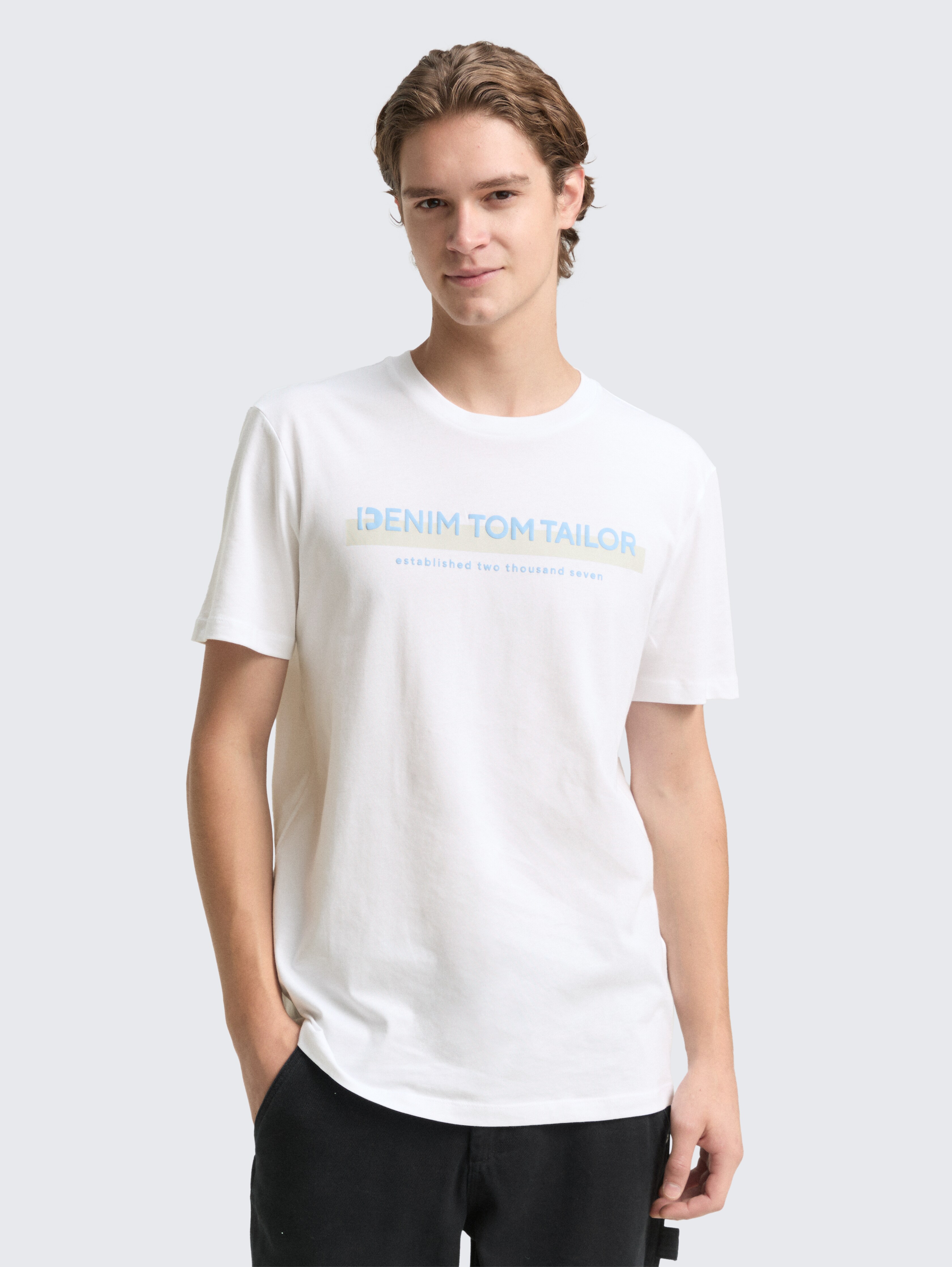 T-Shirt mit Logo-Print von Denim Male, White