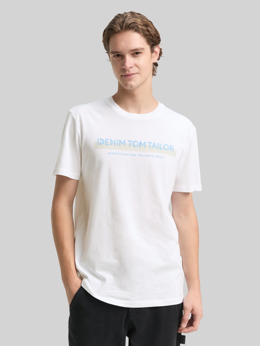 T-shirt met logo-print door Denim Male, White