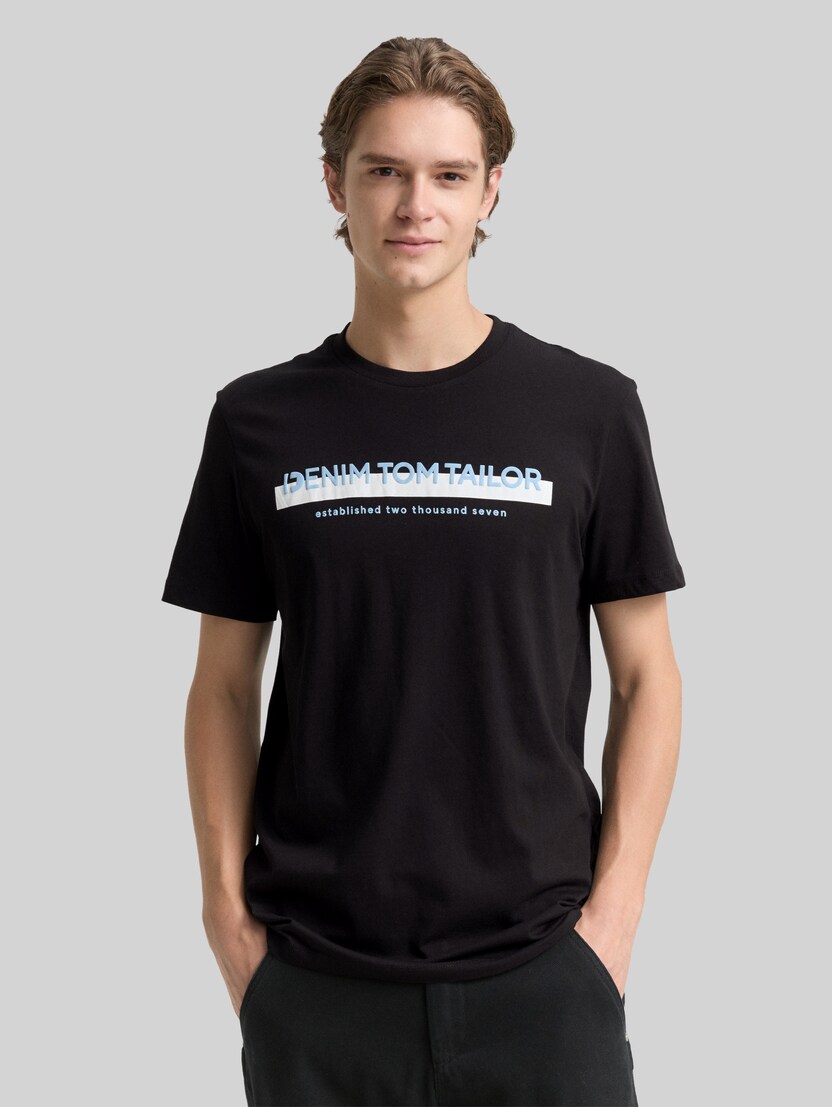 T-shirt met logo-print door Denim Male, Black