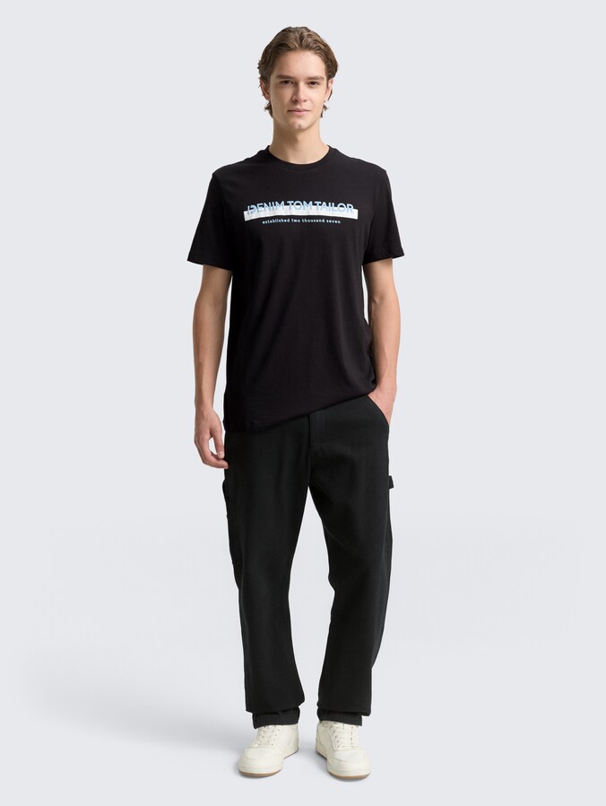 T-Shirt mit Logo-Print von Denim Male, Black