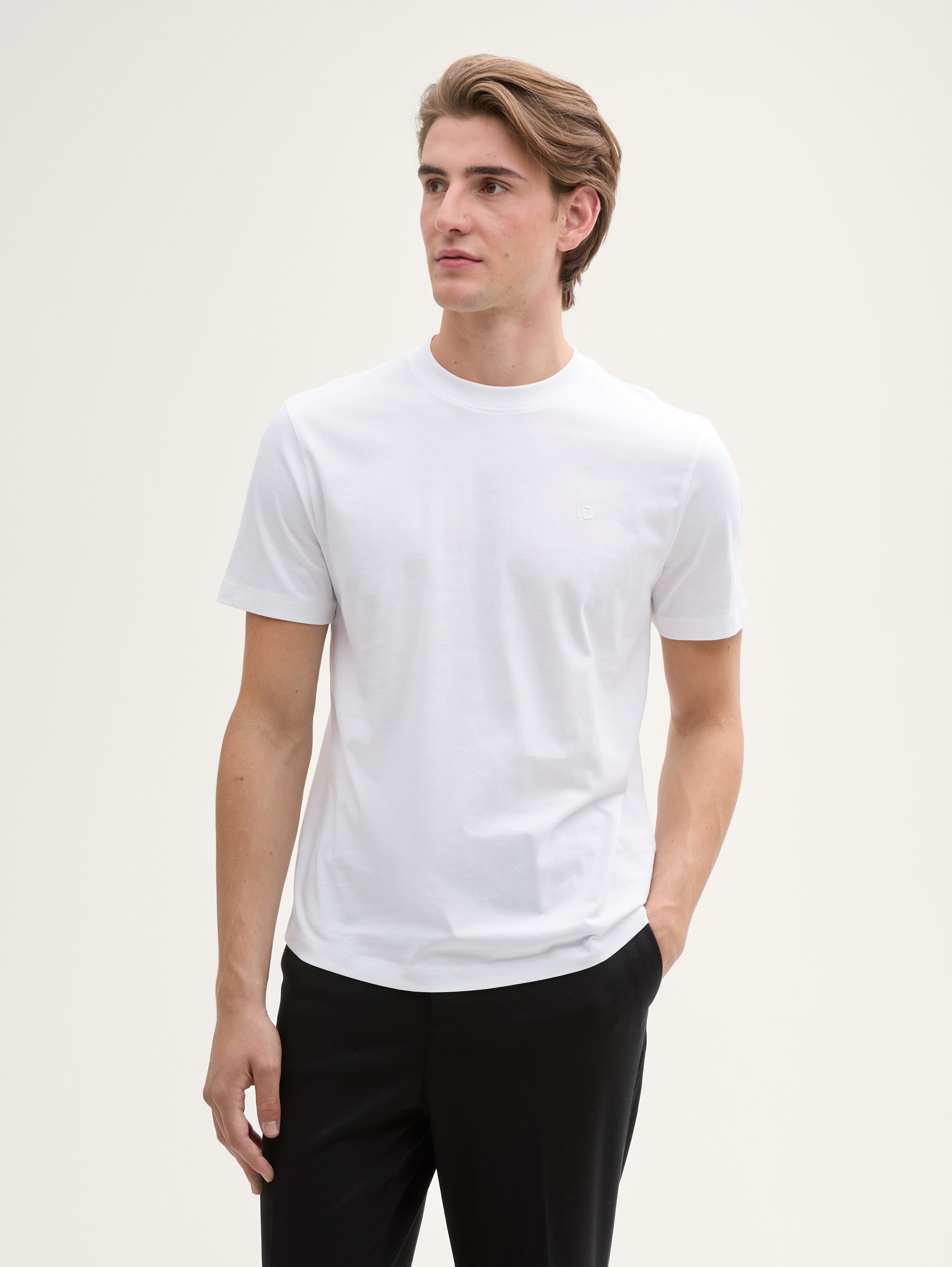 Basic T-Shirt von Denim Male, Knit White