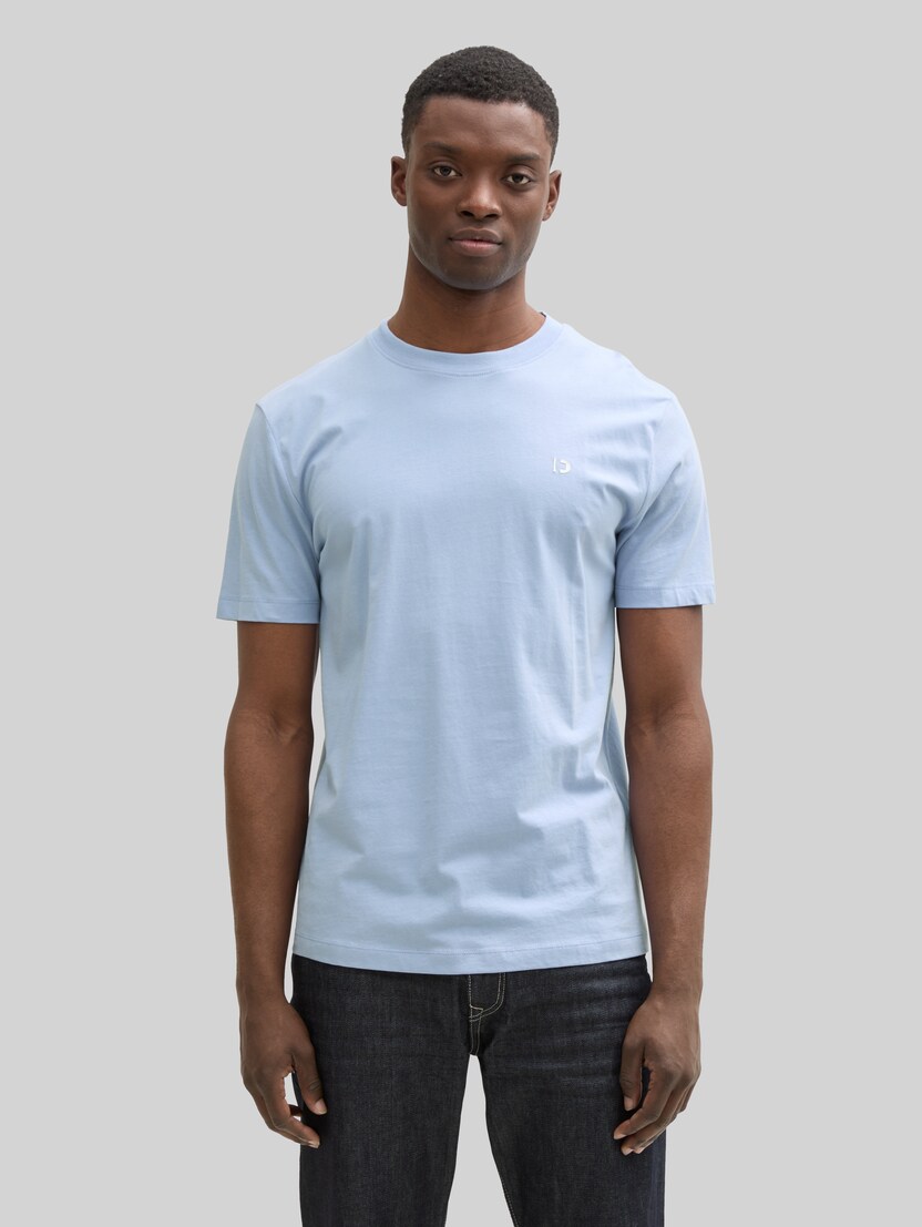 Basic T-shirt met logo-print door Denim Male, Brunnera Blue