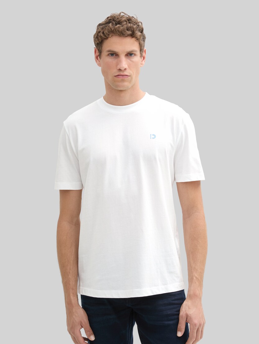 Basic T-shirt met logo-print door Denim Male, White