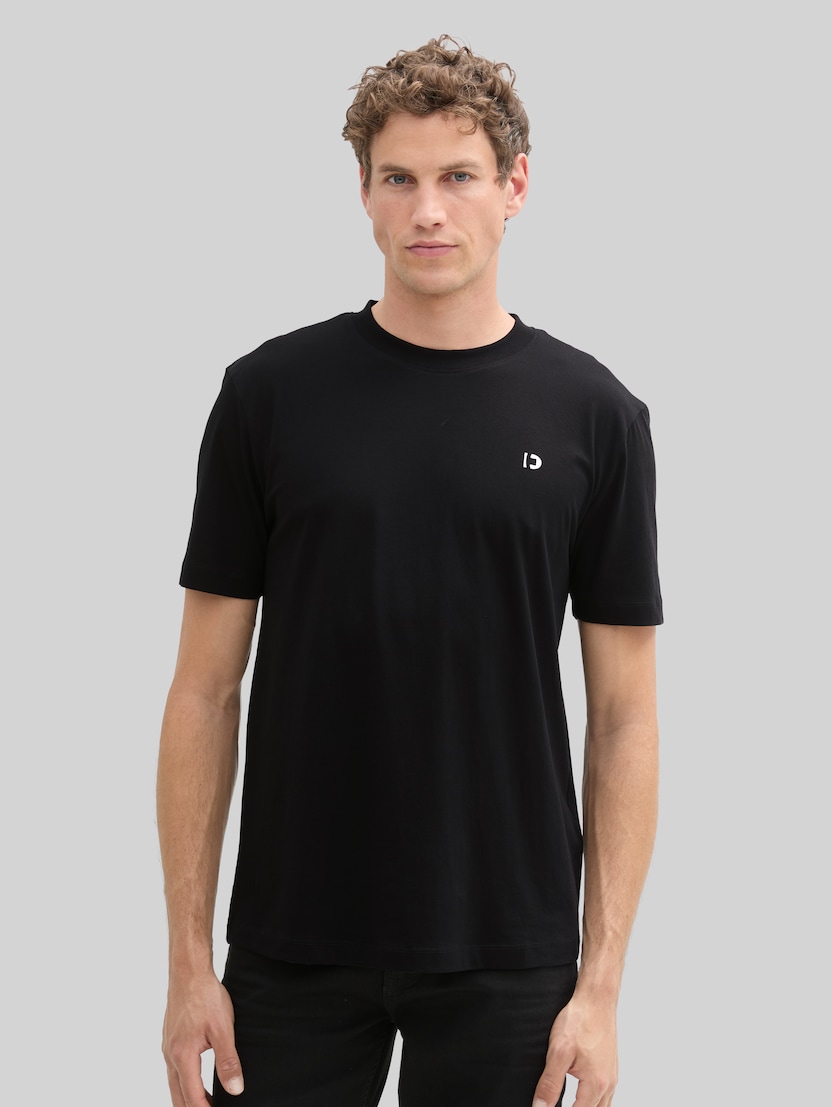 Basic T-shirt met logo-print door Denim Male, Black