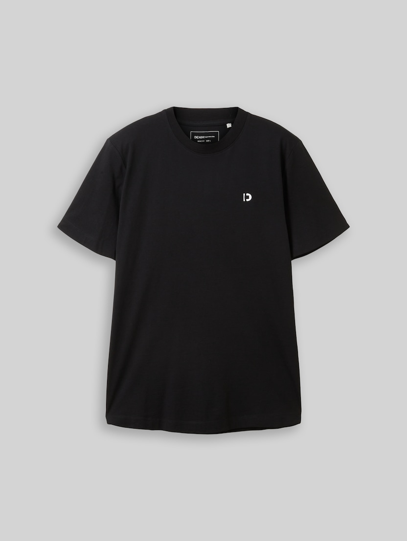 Basic T-shirt met logo-print door Denim Male, Black