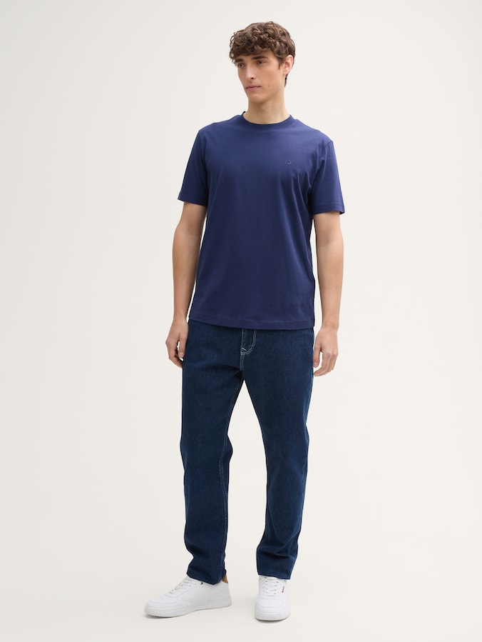 Basic T-Shirt von Denim Male, dark blueberry