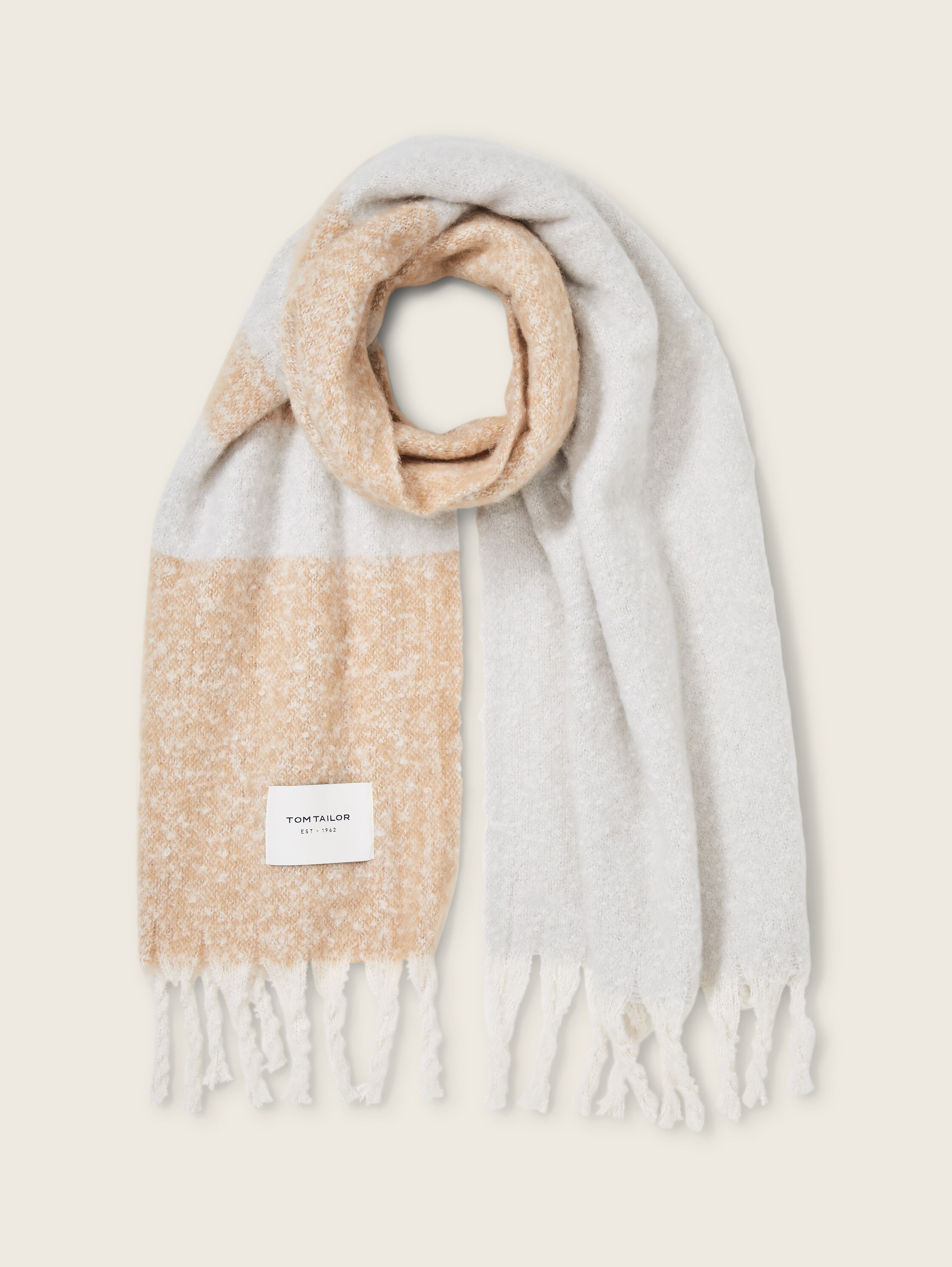 Schal mit Colour Blocking - braun - 