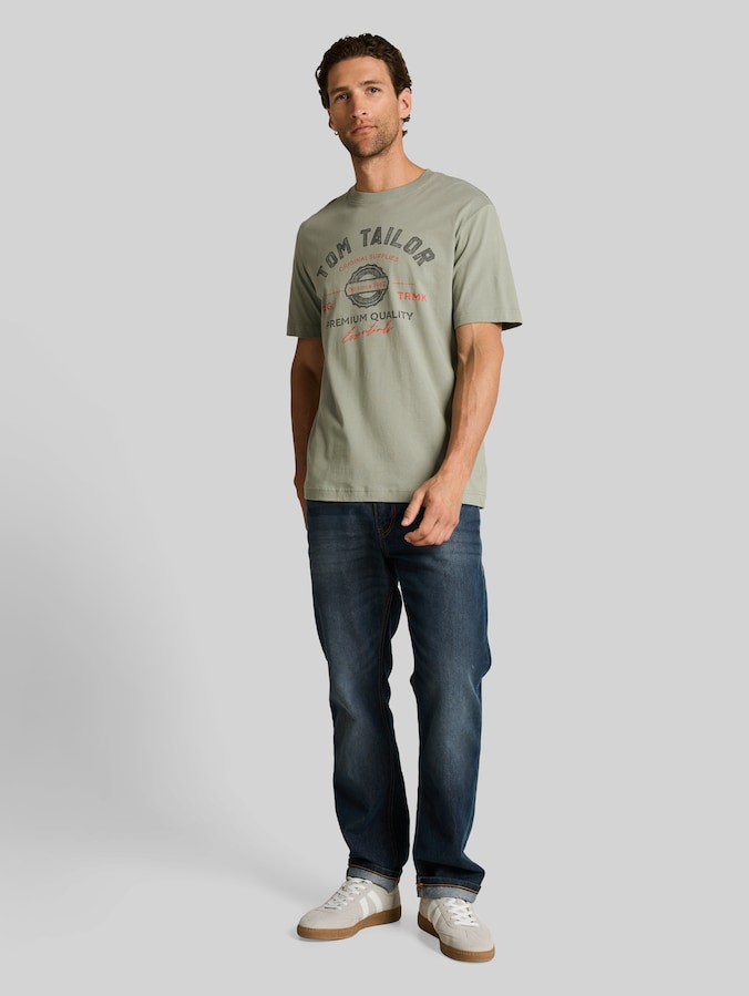 T-Shirt mit Logo-Print von Men, Greyish Shadow Olive