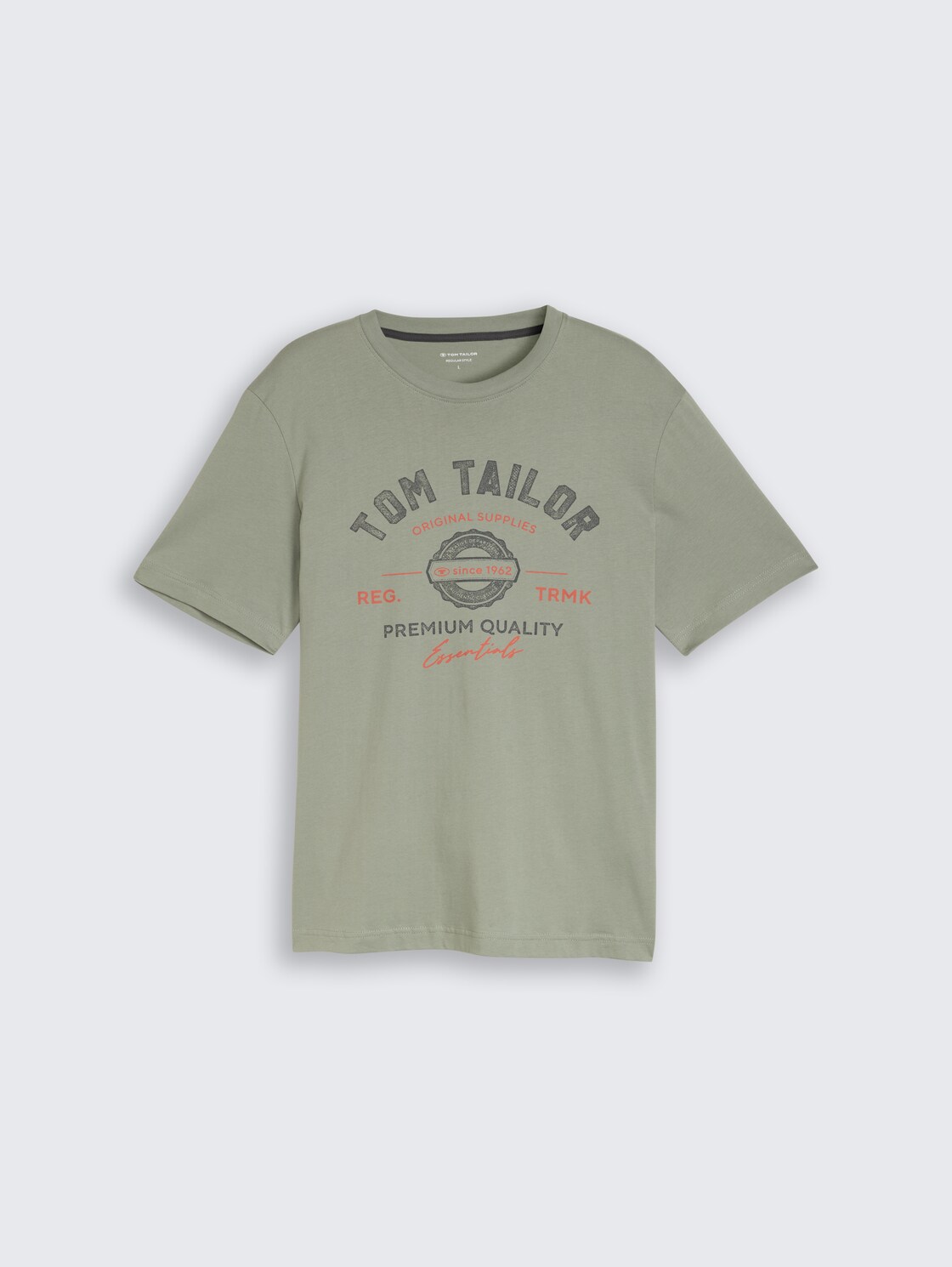 T-Shirt mit Logo-Print - Greyish Shadow Olive - Vorder-Produkt-Ansicht