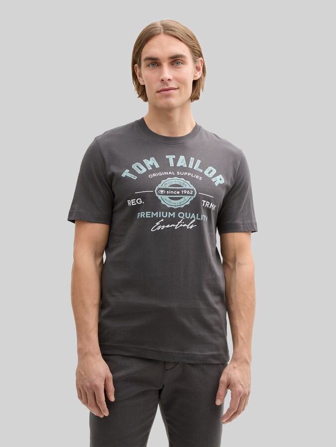 T-Shirt mit Logo-Print von Men, Tarmac Grey