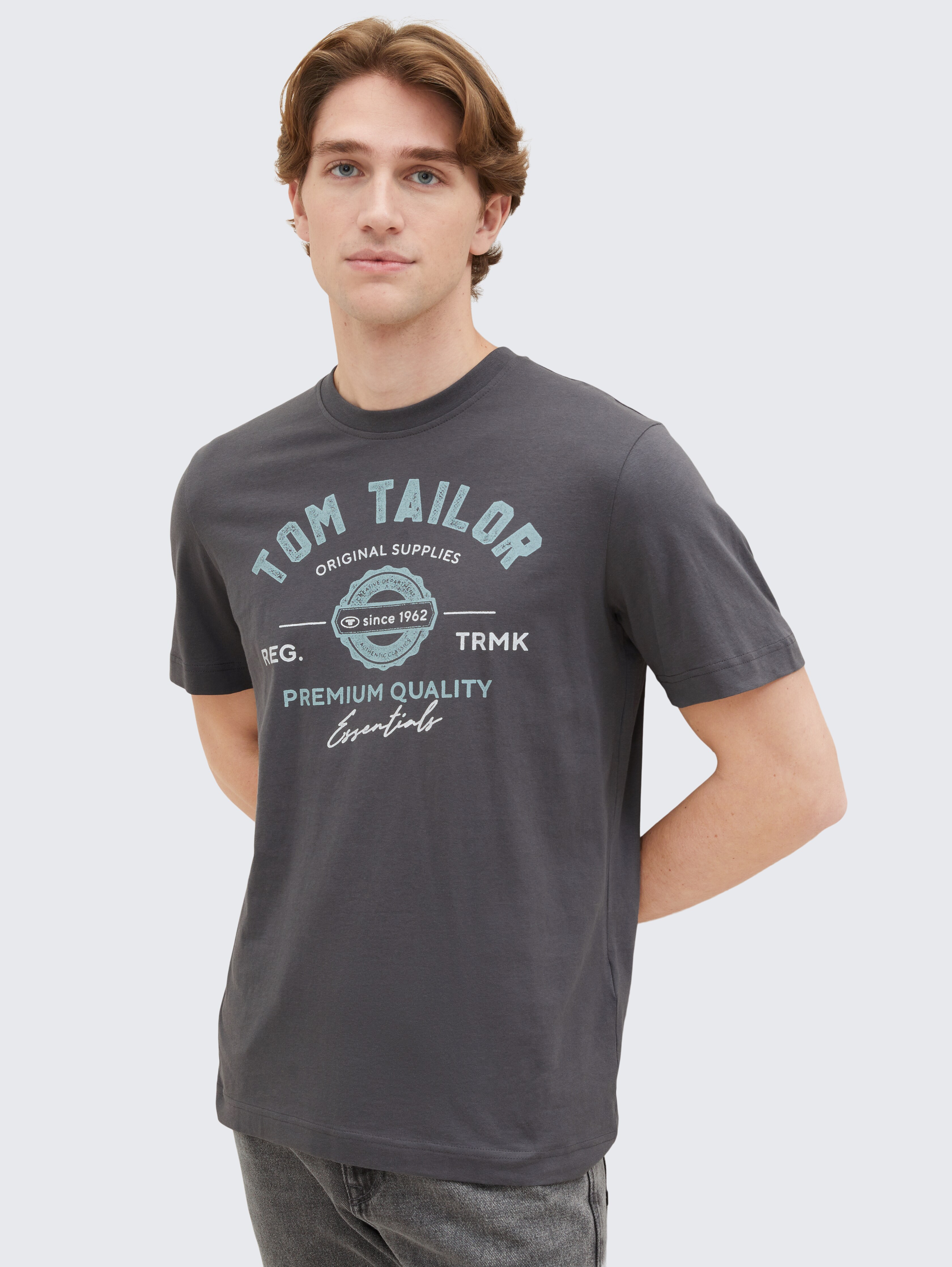 T-Shirt mit Logo-Print von Men, Tarmac Grey