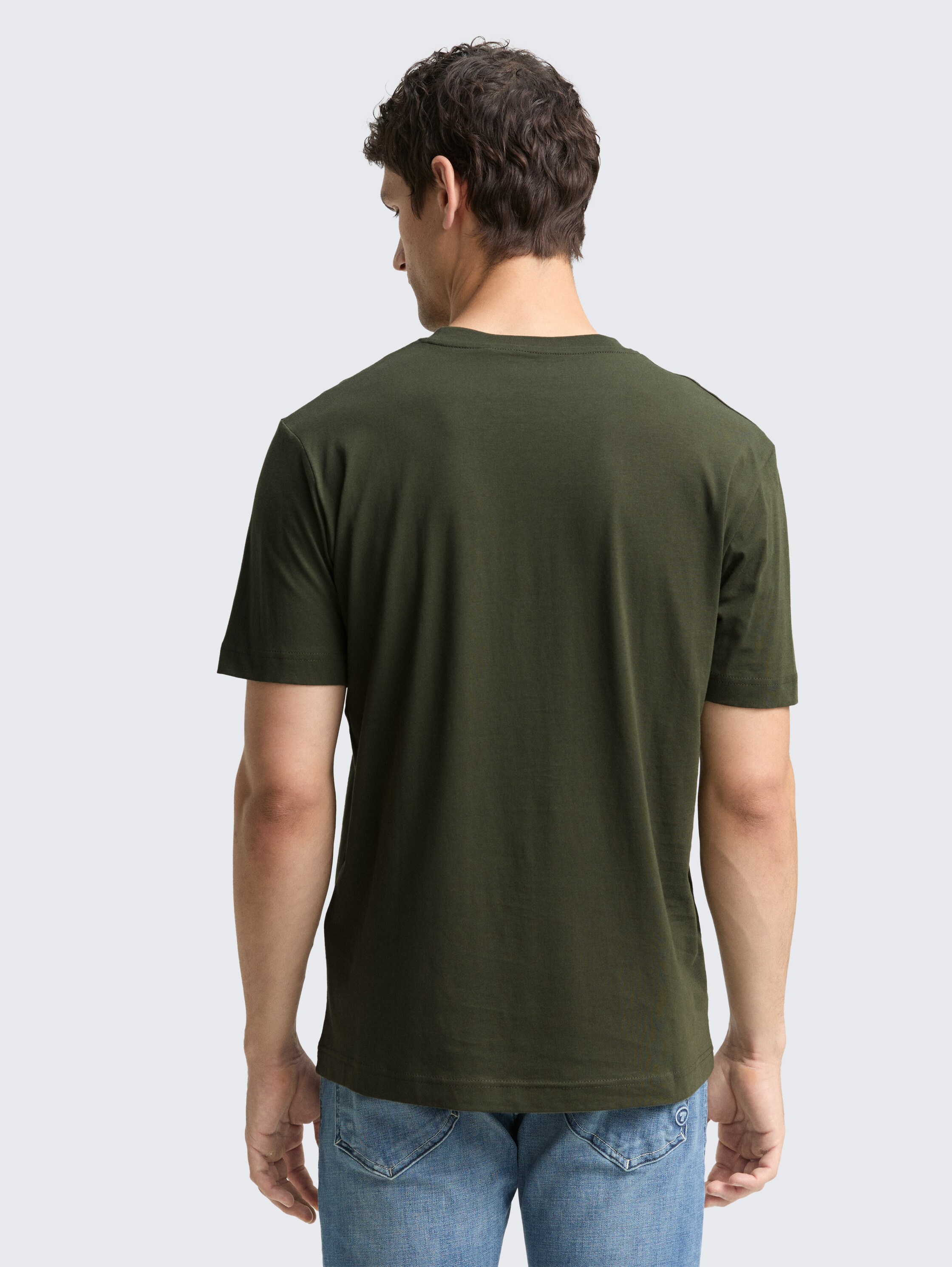 T-Shirt mit Logo-Print - Deep Forest Green - Auschnitt Model-Rückansicht