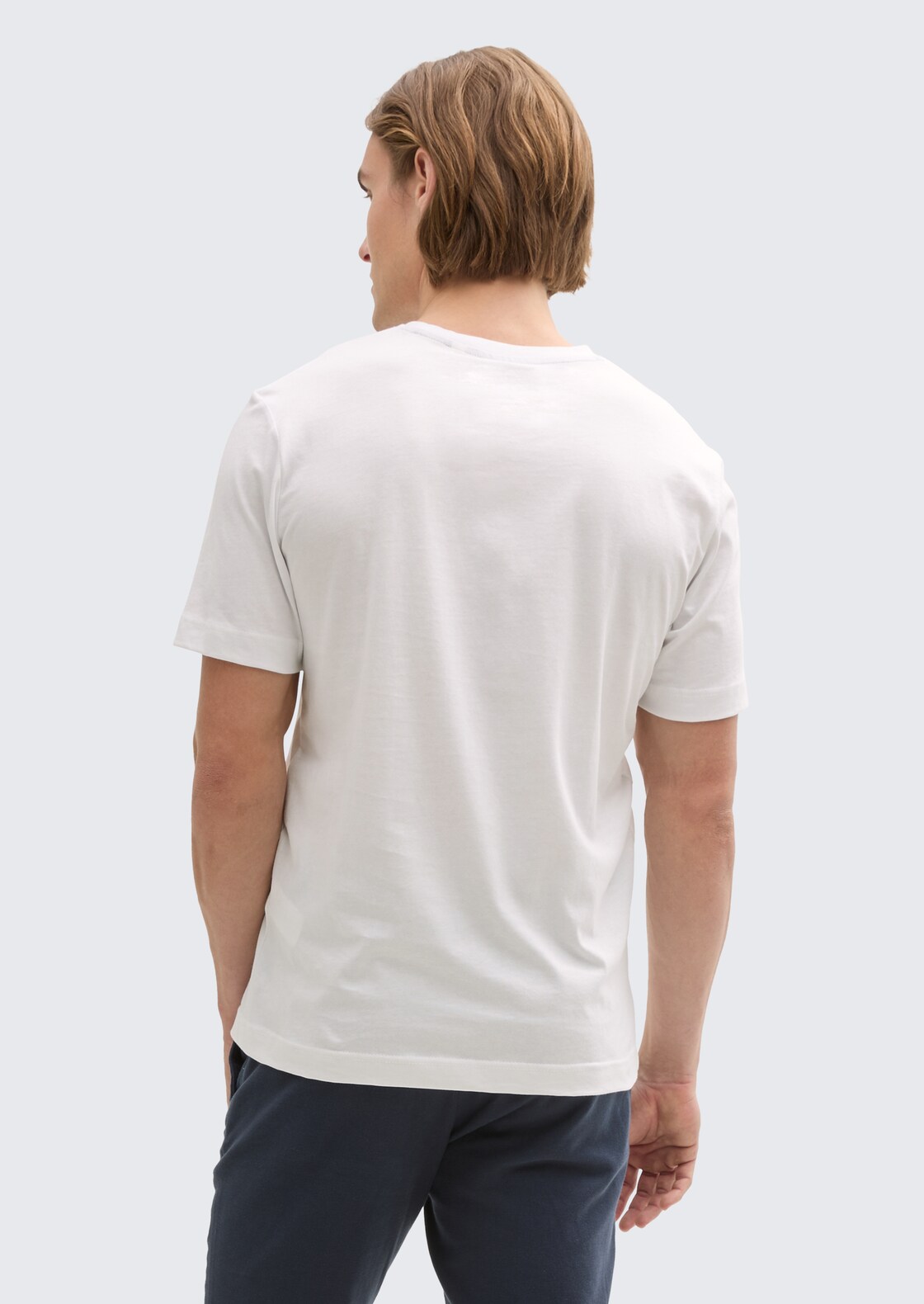 T-shirt with logo print - White - Neckline model-back view