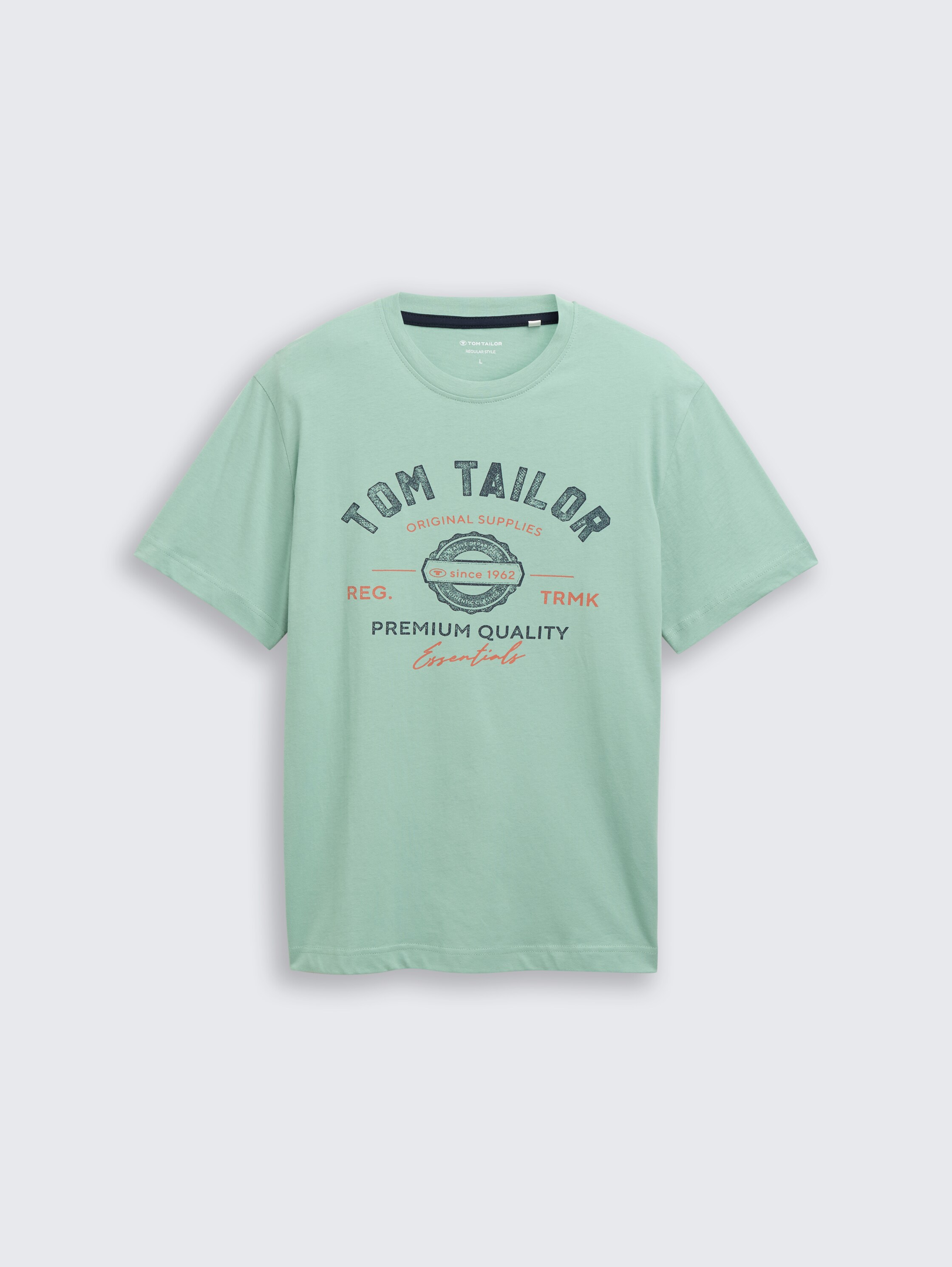 T-Shirt mit Logo-Print - dust green - Vorder-Produkt-Ansicht