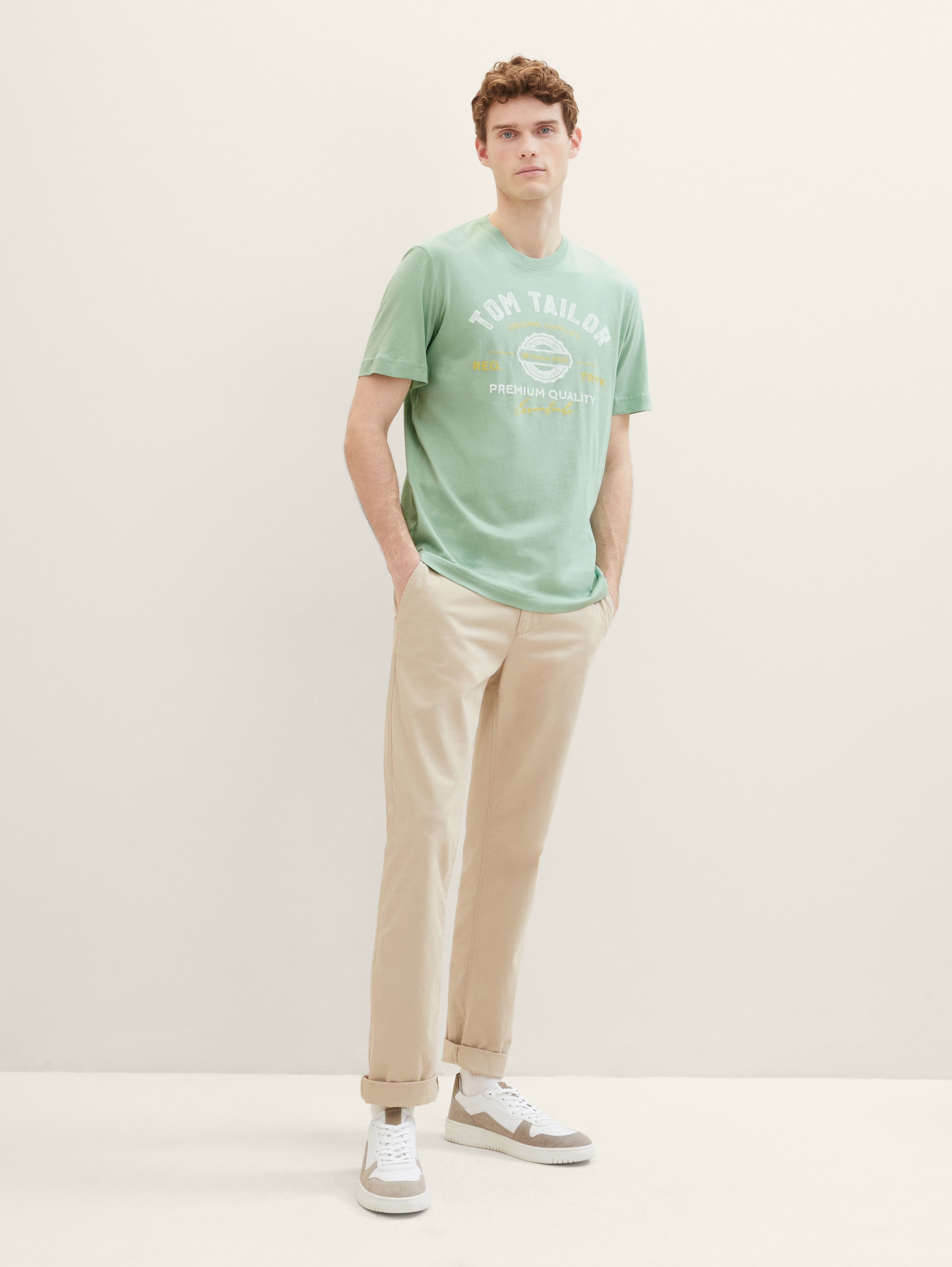 T-Shirt mit Logo-Print - paradise mint - Model-Vorderansicht