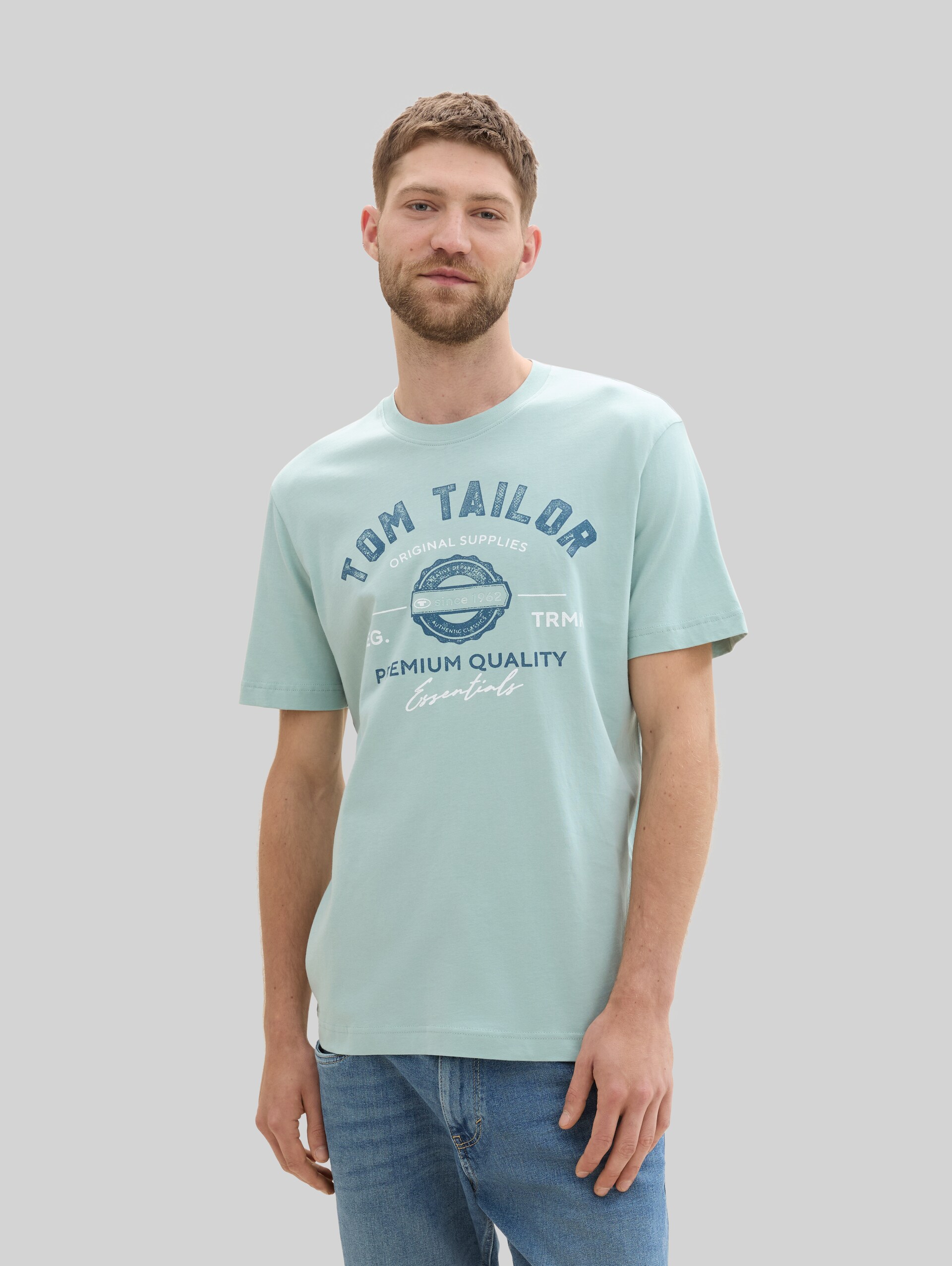 T-shirt met logo print - white moss