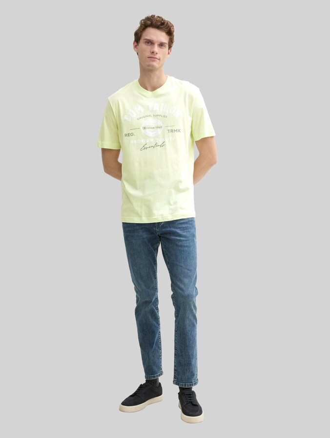 T-shirt with a logo print by Men, lime cream green
