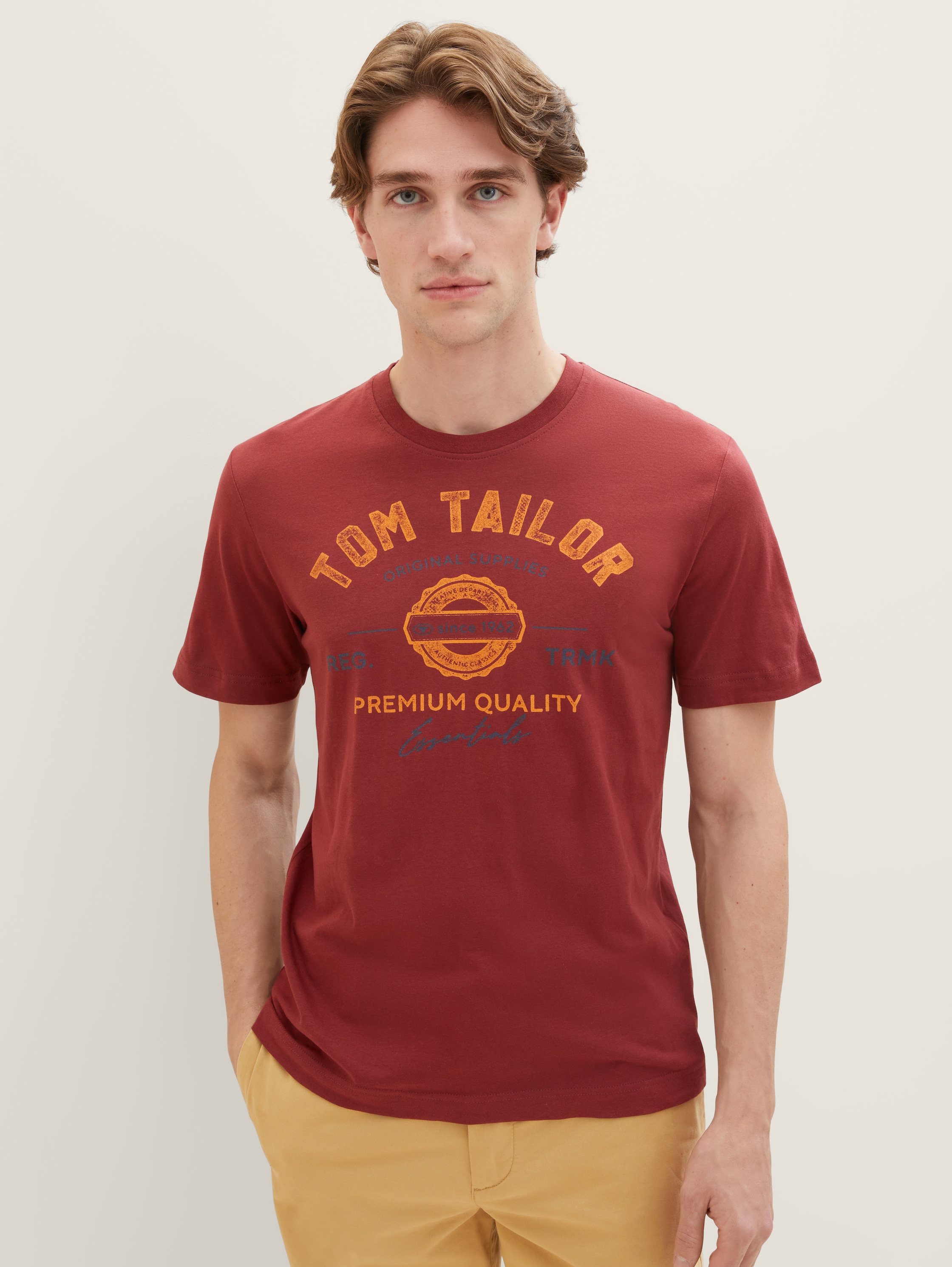 T-Shirt mit Logo-Print - burned bordeaux red