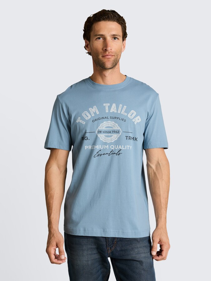 T-shirt with logo print by Men, mountain spring blue