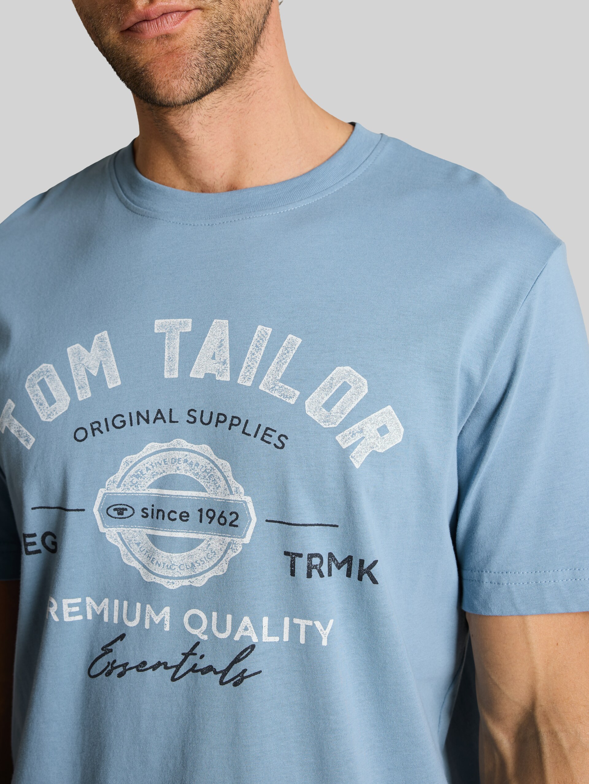 T-shirt with logo print - mountain spring blue - Detail model view